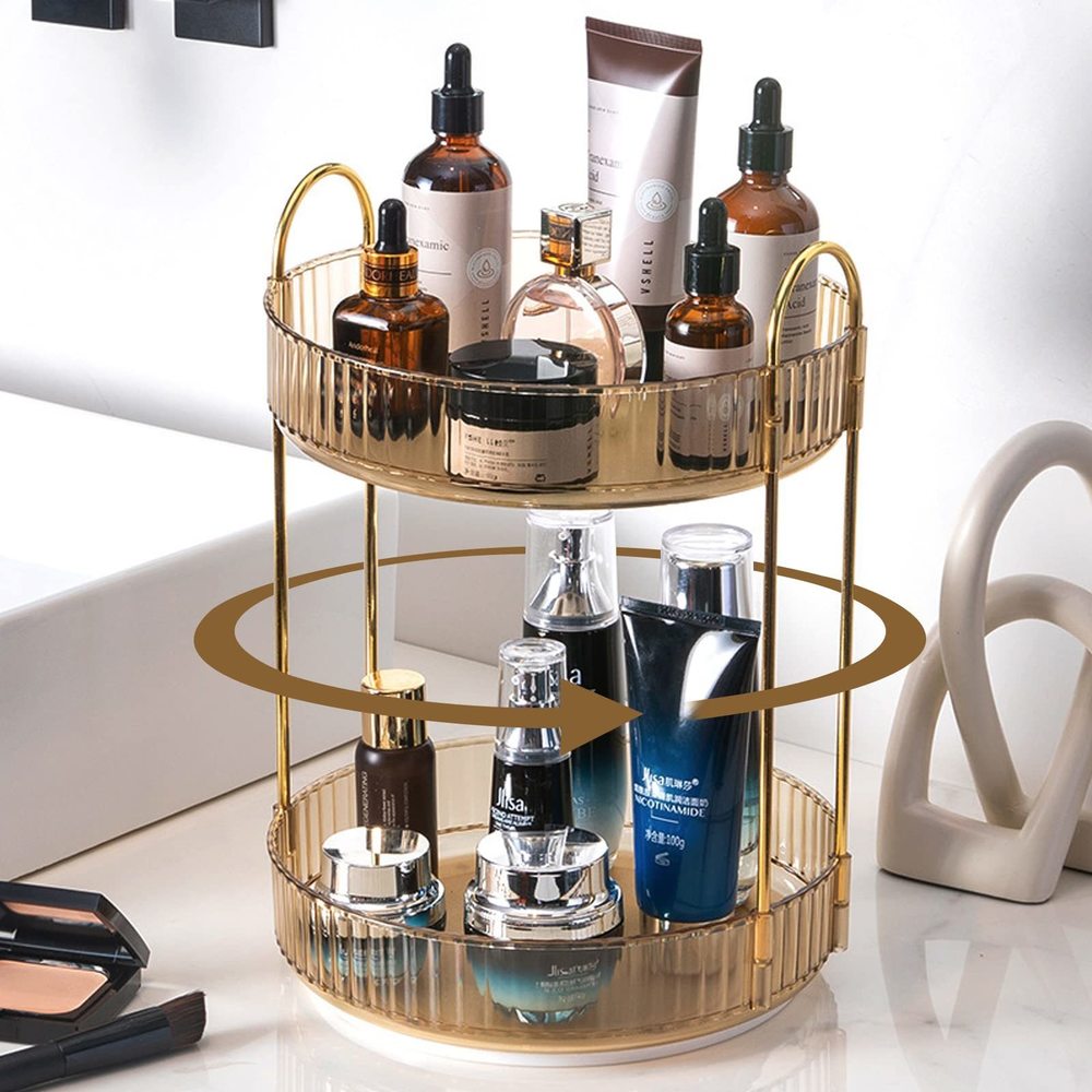 Rotating Makeup Organizer For Vanity, High-capacity Skincare Clear Make Up😀